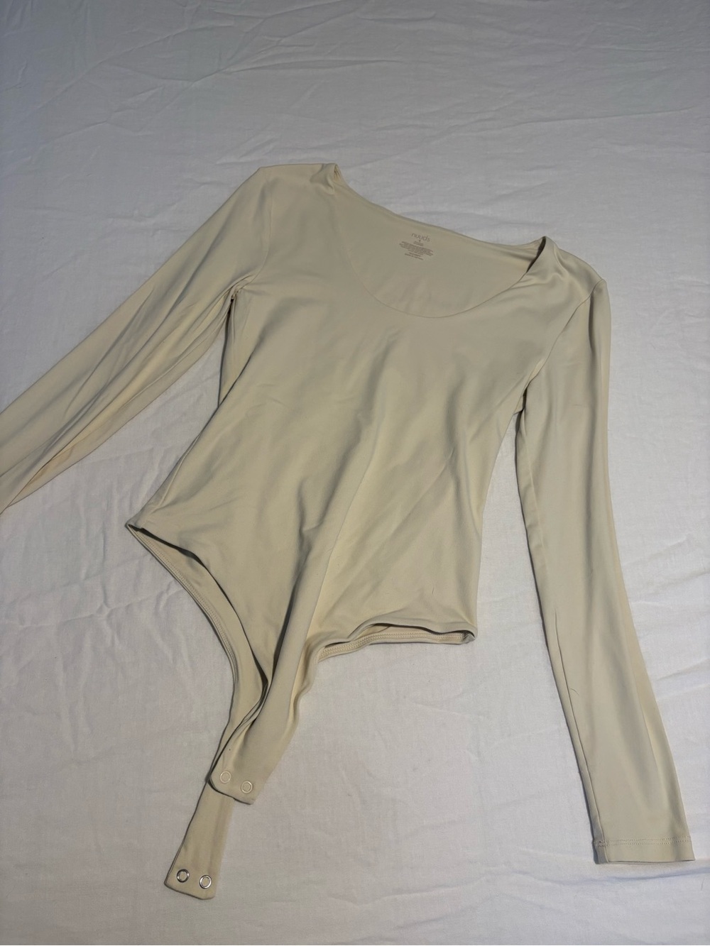 nuuds Long Sleeve Scoop-Neck Bodysuit - Cream